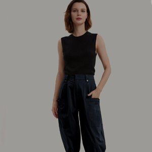 Gentle Herd - Pocket Taper Cotton-Blend Ankle Pants, Navy (s)